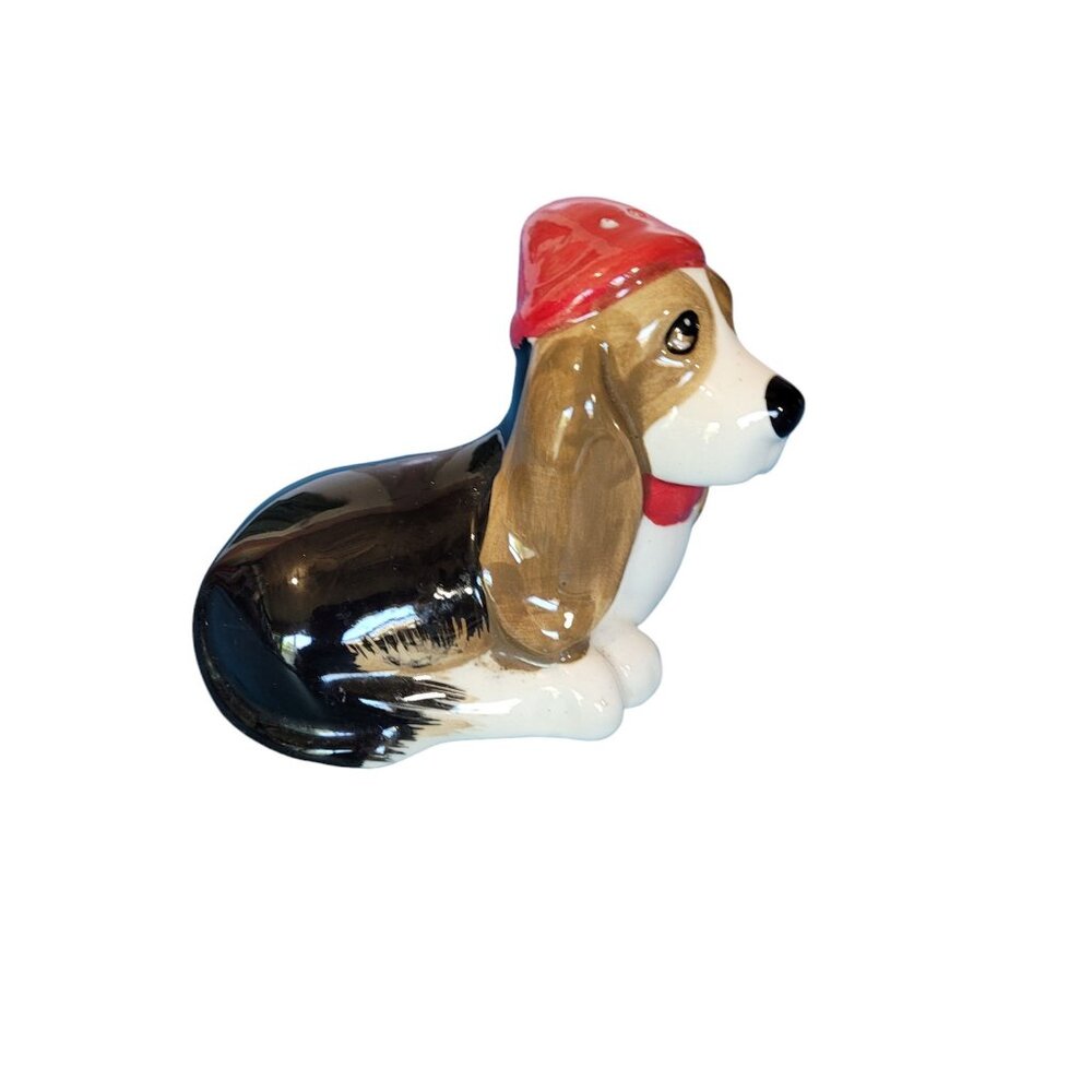 Ceramic Basset Hound Beagle Dog Salt or‎ Pepper Shaker Figurine Replacement Vtg